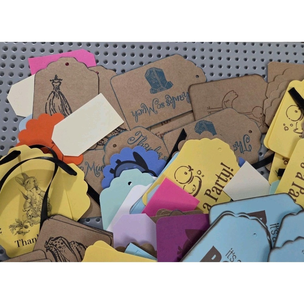 Announcement Gift Tags Some with String Mixed Stamped Designs Baby Shower - Picture 7 of 7